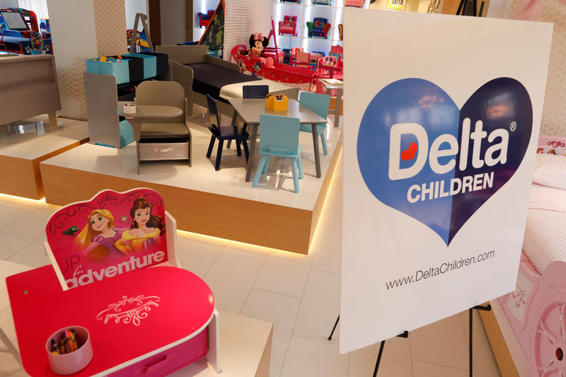 © Reuters. Children's furniture is seen displayed in a showroom at New York-based Delta Children in New York