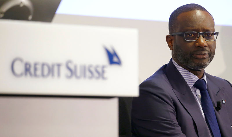 © Reuters. CEO Thiam of Swiss bank Credit Suisse awaits the company's annual news conference in Zurich