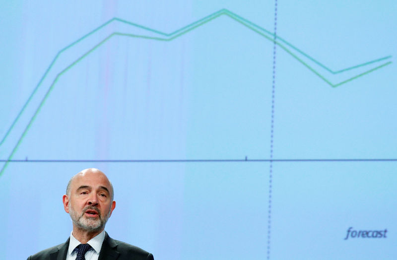 © Reuters. EU Commissioner Moscovici presents the EU executive's economic forecasts in Brussels