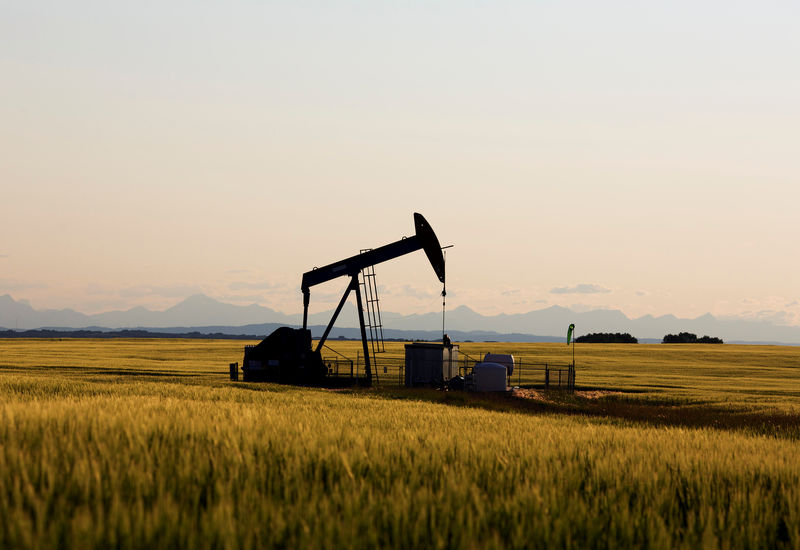 © Reuters. An oil pump jack pumps oil in a field near Calgary