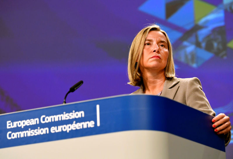 © Reuters. European Union Foreign Policy Chief Federica Mogherini presents the Commission's Enlargement Package for 2019