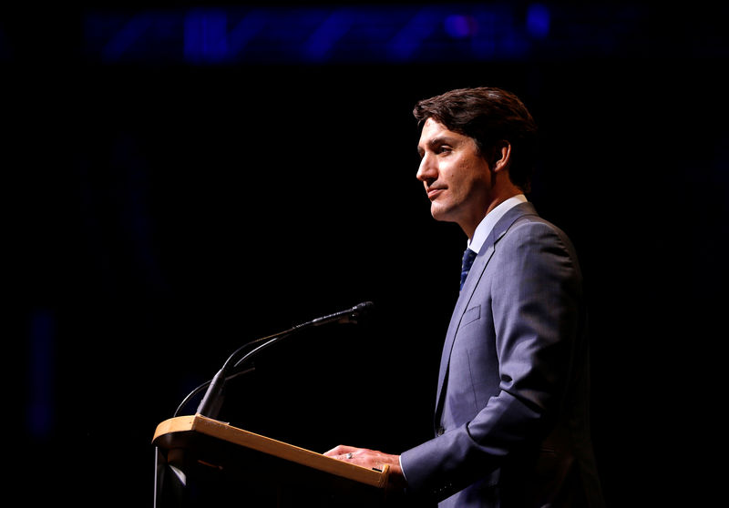 © Reuters. Canadian Prime Minister Trudeau smiles as he speaks during the opening of the Women Deliver 2019 Conference at the Vancouver Convention Centre in Vancouver