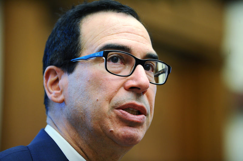 © Reuters. Treasury Secretary Steven Mnuchin testifies before the House Financial Services Committee hearing
