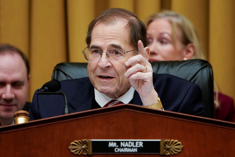 © Reuters. FILE PHOTO: Chairman of the House Judiciary Committee Jerrold Nadler (D-NY) speaks during a mark up hearing on Capitol Hill in Washington