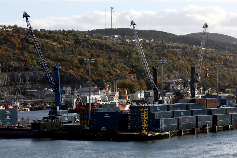 © Reuters. Shipping containers are picture in St John's
