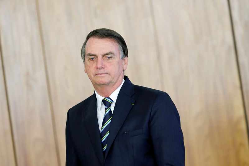 © Reuters. Brazil's President Jair Bolsonaro attends a credentials presentation ceremony for several new top diplomats at Planalto Palace in Brasilia