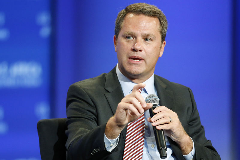© Reuters. Wal-Mart CEO Doug McMillon addresses a business leader panel discussion as part of the U.S.-Africa Business Forum in Washington