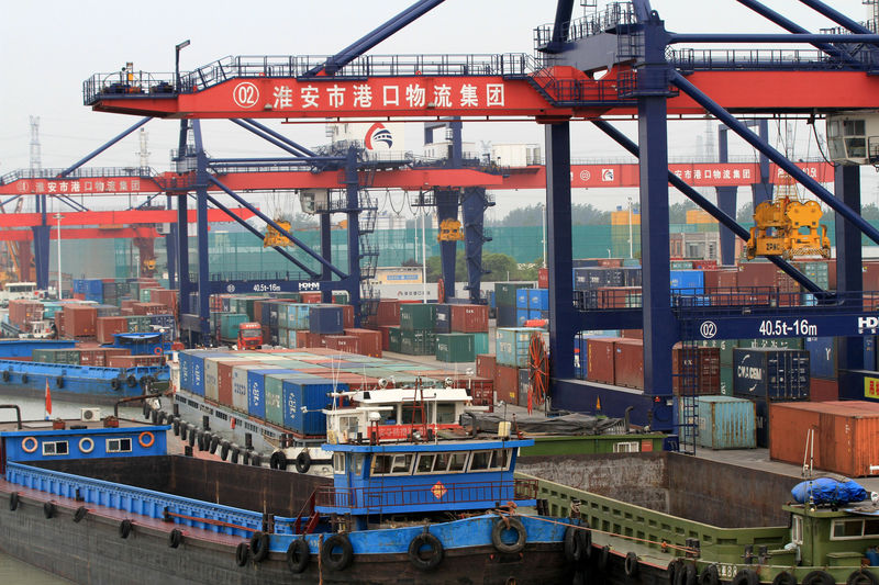 © Reuters. Containers are seen at a port in Huaian