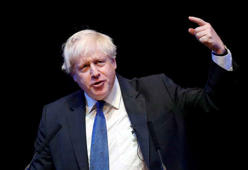 © Reuters. FILE PHOTO: Boris Johnson speaks at the Conservative Home fringe meeting at the Conservative Party Conference in Birmingham