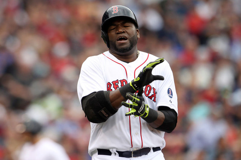 © Reuters. FILE PHOTO: Boston Red Sox Ortiz reacts to lining out in the sixth inning against hte New York Yankees during their MLB American League Baseball game in Boston