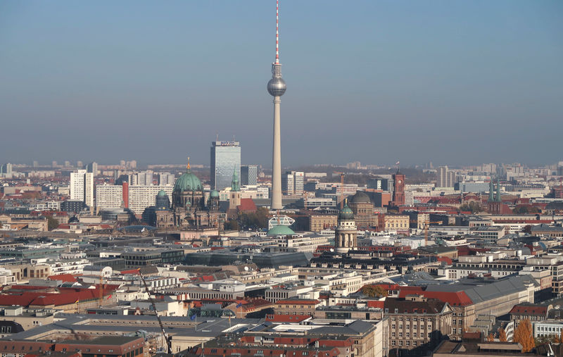 © Reuters. A general view shows the skyline of the city with the TV tower in Berlin