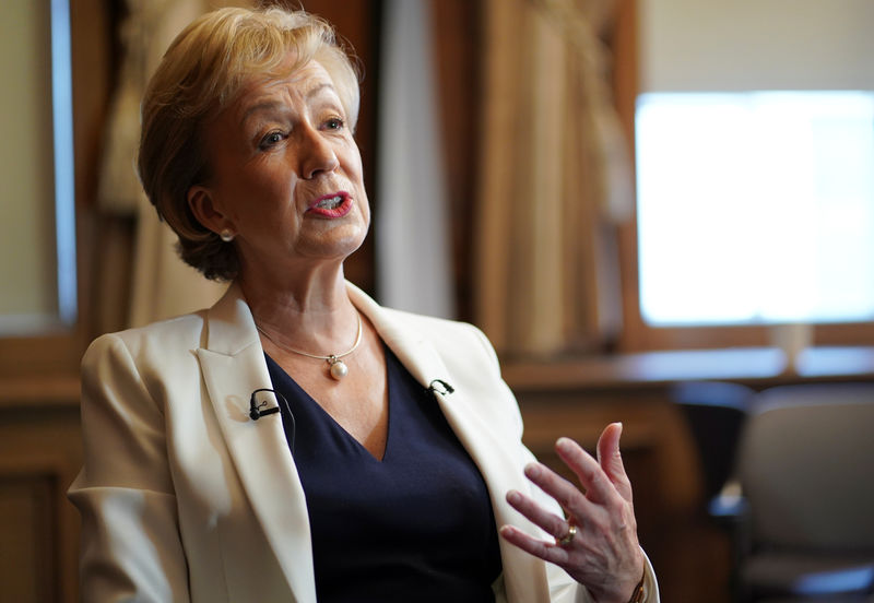 © Reuters. British Conservative Andrea Leadsom speaks during an interview with Reuters, after launching her campaign for the Conservative Party leadership, in London