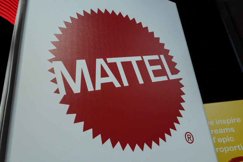 © Reuters. The Mattel company logo is seen at the 114th North American International Toy Fair in New York City
