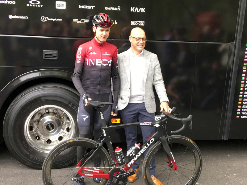 © Reuters. FILE PHOTO: Cyclist Froome attends the launching of the new Team Ineos in Linton, Yorkshire