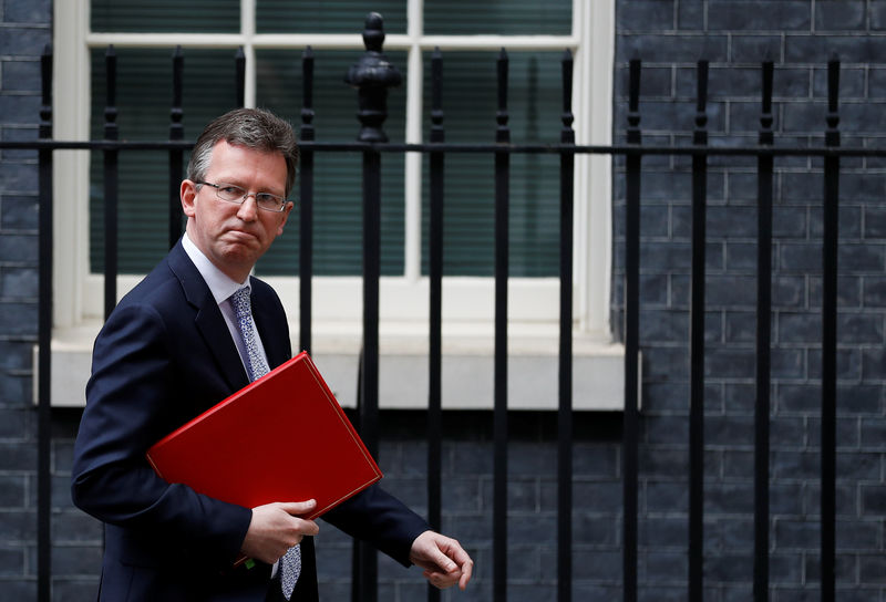 © Reuters. Britain's Secretary of State for Digital, Culture, Media and Sport Jeremy Wright leaves Downing Street in London