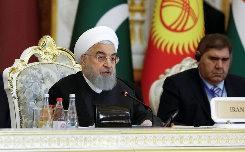 © Reuters. Iranian President Rouhani attends CICA summit in Dushanbe