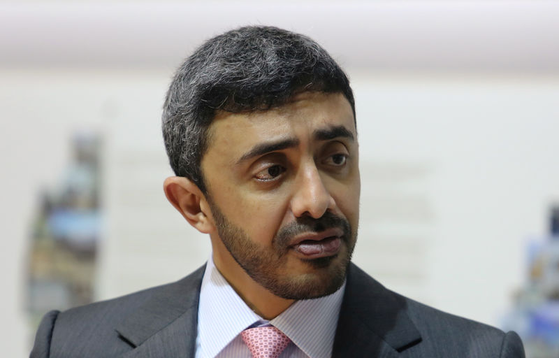 © Reuters. حذف تغريدة تلفزيون العربية عن تعليقات وزير خارجية الإمارات بشأن إيران