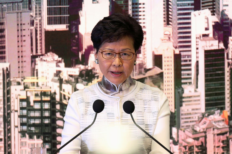 © Reuters. Hong Kong Chief Executive Carrie Lam attends a news conference in Hong Kong