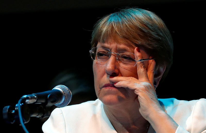 © Reuters. La Alta Comisionada de las Naciones Unidas, Michelle Bachelet, durante una conferencia de prensa en Ciudad de México