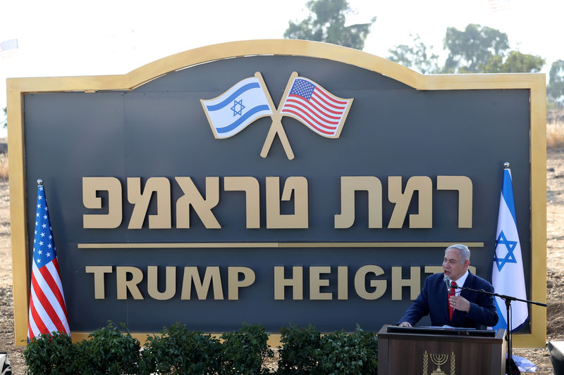 © Reuters. إسرائيل تدشن "هضبة ترامب" في الجولان لكن الإنشاء ربما يتأخر