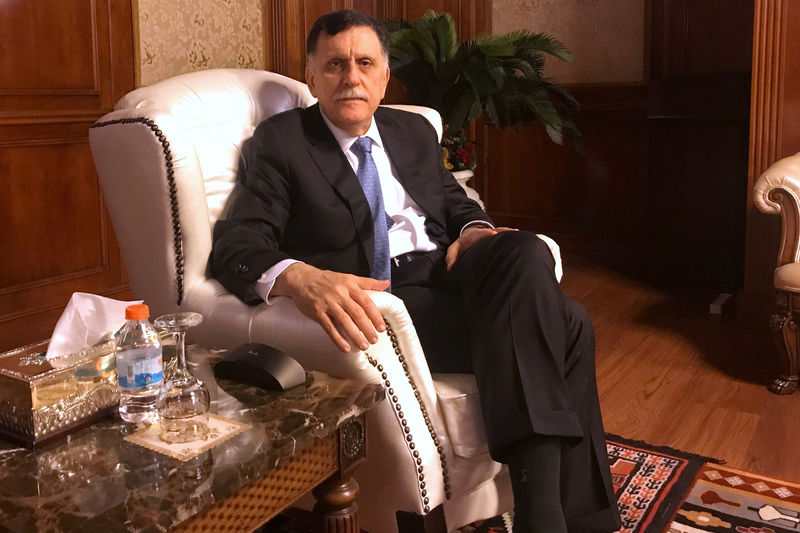 © Reuters. Libya's internationally recognized PM al-Serraj is seen during an interview in Tripoli