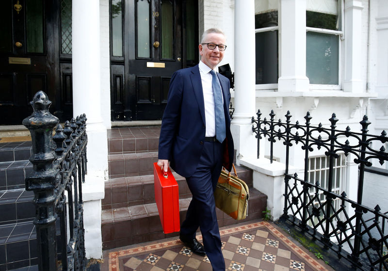 © Reuters. Conservative Party leadership candidate Michael Gove leaves his home in London