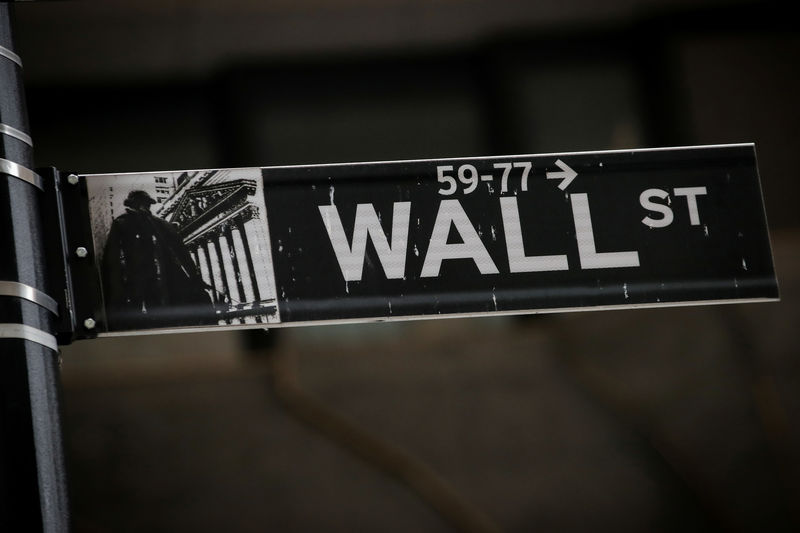 © Reuters. FILE PHOTO: A Wall St. street sign is seen near the New York Stock Exchange (NYSE) in New York