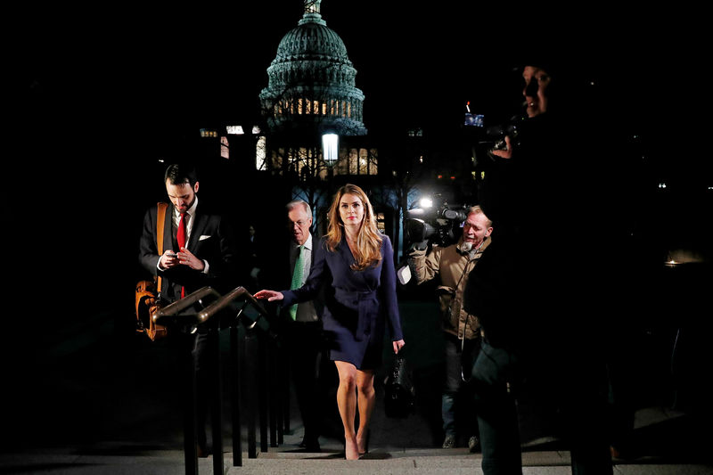 © Reuters. FILE PHOTO: White House Communications Director Hope Hicks leaves the U.S. Capitol after attending the House Intelligence Committee closed door meeting in Washington