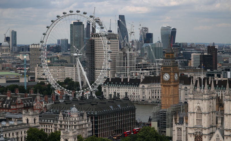 © Reuters. FILE PHOTO: The London Eye, the Big Ben clock tower and the City of London financial district are seen from the Broadway development site in central London