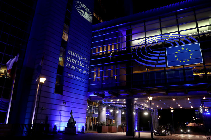 © Reuters. FILE PHOTO: Election night at the European Parliament in Brussels