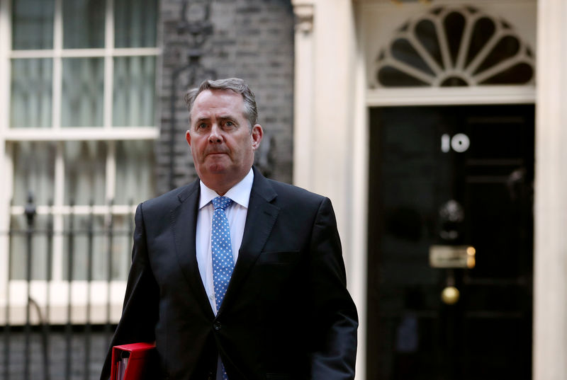 © Reuters. FILE PHOTO: Britain's Secretary of State for International Trade Liam Fox is seen outside Downing Street, as uncertainty over Brexit continues, in London