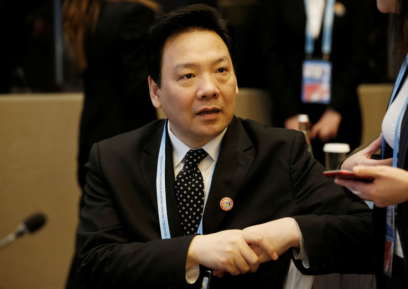 © Reuters. FILE PHOTO: Vice governor of the People's Bank of China Chen Yulu attends a thematic forum of the second Belt and Road Forum for international cooperation in Beijing