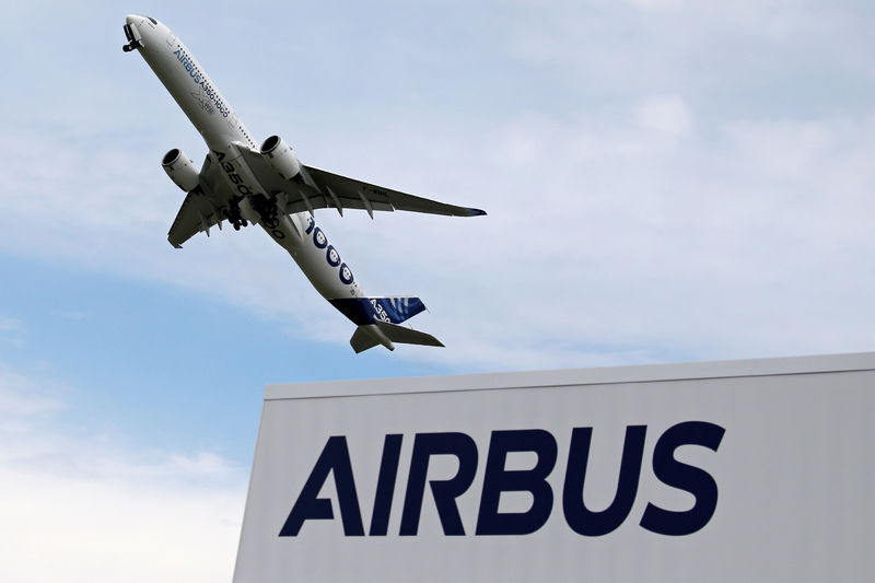 © Reuters. An Airbus A350-1000 performs during the 53rd International Paris Air Show at Le Bourget Airport near Paris