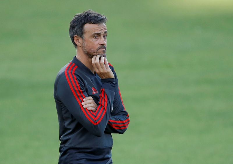 © Reuters. Fútbol - Liga de las Naciones de la UEFA - España Entrenamiento -  Luis Enrique - Estadio Benito Villamarín, Sevilla, España - 14 de octubre de 2018