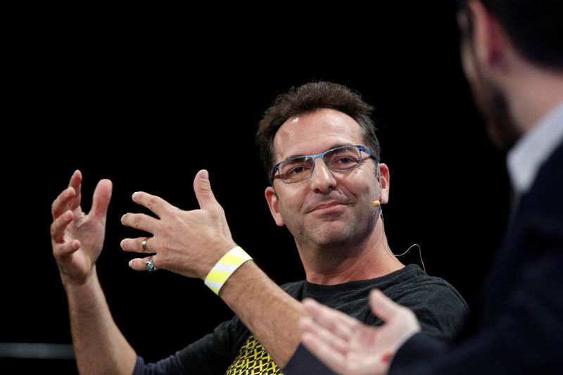 © Reuters. FILE PHOTO: Adi Sideman, founder and CEO of YouNow, speaks during the TechCrunch Disrupt event in Brooklyn borough of New York