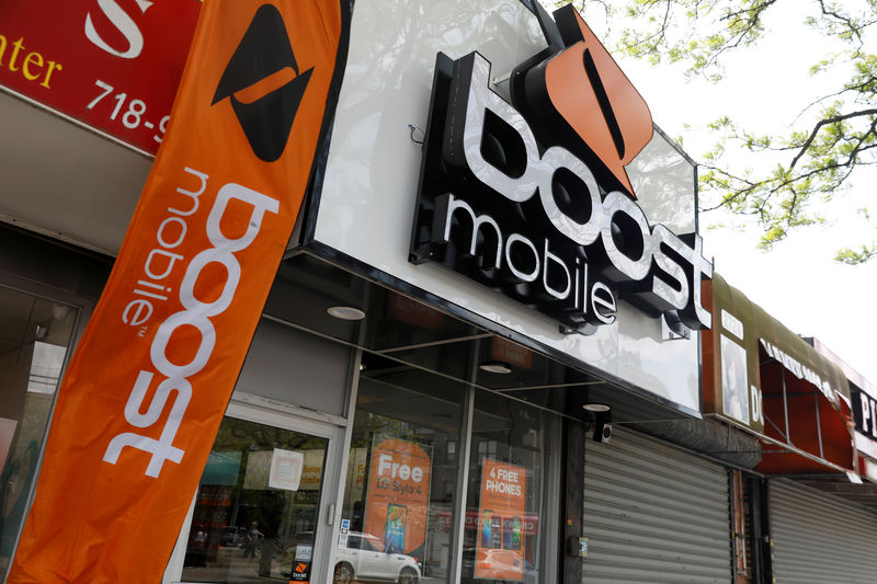 © Reuters. FILE PHOTO: The storefront of a Boost mobile phone store is seen in the Brooklyn borough of New York