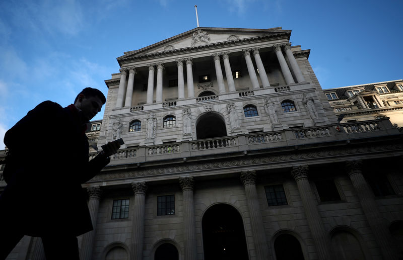 © Reuters. FILE PHOTO: A man walks past the Bank of England in the City of London