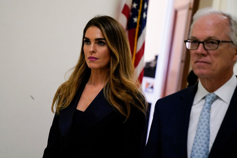 © Reuters. Former White House Communications Director Hope Hicks returns to a closed door interview before the House Judiciary Committee following a break on Capitol Hill