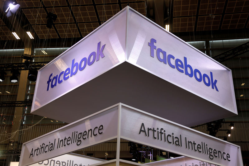 © Reuters. FILE PHOTO: Logo of Fcebook is seen at VivaTech fair in Paris