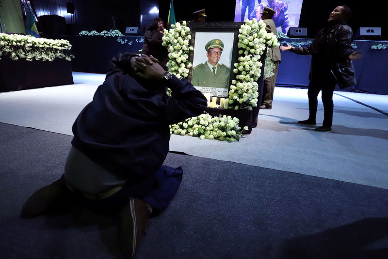 © Reuters. Army Chief of Staff Mekonnen's memorial ceremony in Addis Ababa