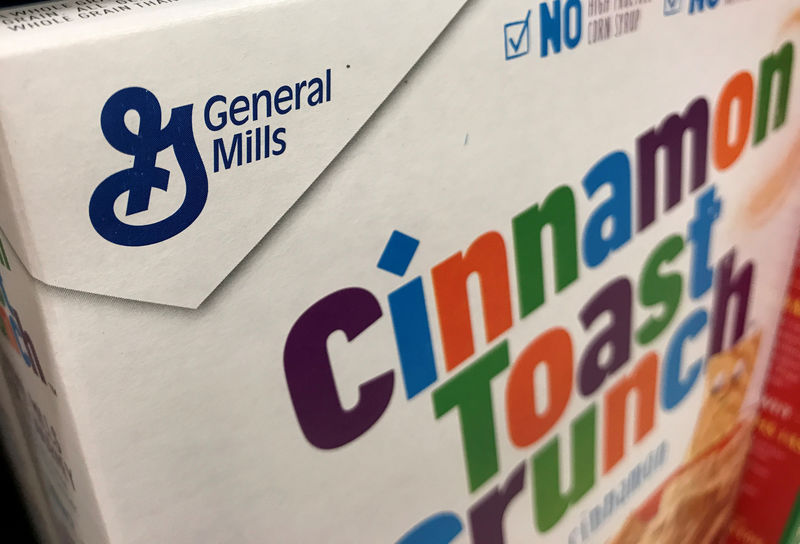 © Reuters. FILE PHOTO: General Mills breakfast cereal is shown for sale in Carlsbad, California,