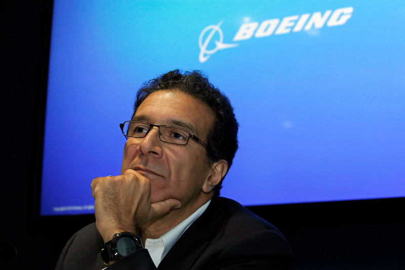 © Reuters. Boeing Commercial Sales and Marketing Vice President Ihssane Mounir attends a news conference at the 53rd International Paris Air Show at Le Bourget Airport near Paris