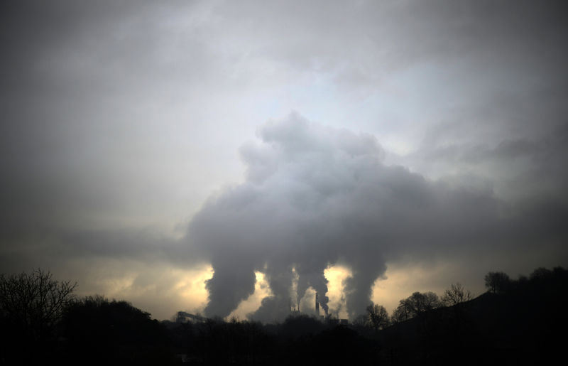 © Reuters. FILE PHOTO: Smoke is emitted from a paper mill in Durango