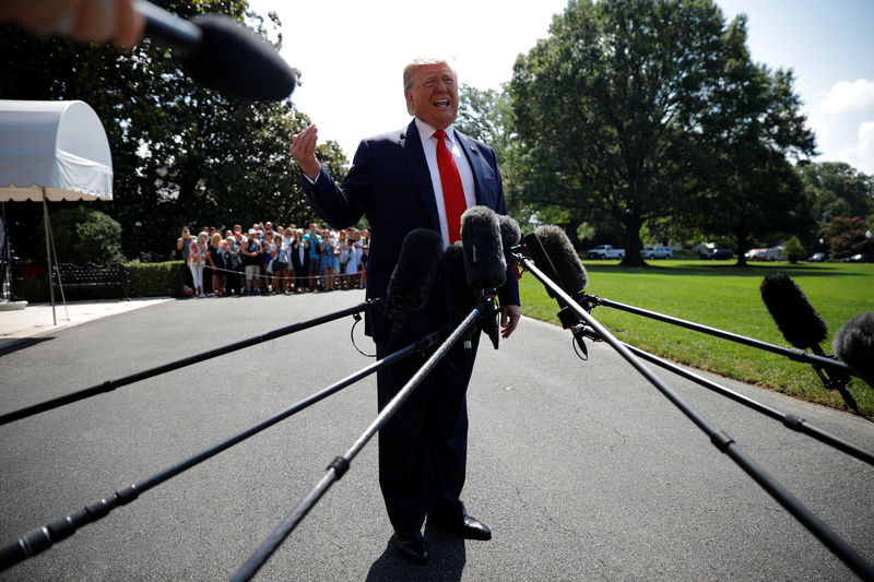 © Reuters. U.S. President Trump departs for travel to New Jersey at the White House in Washington