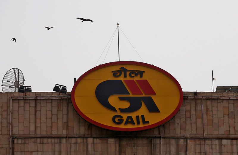 © Reuters. Birds fly past the logo of India's state-owned natural gas utility GAIL (India) Ltd in New Delhi