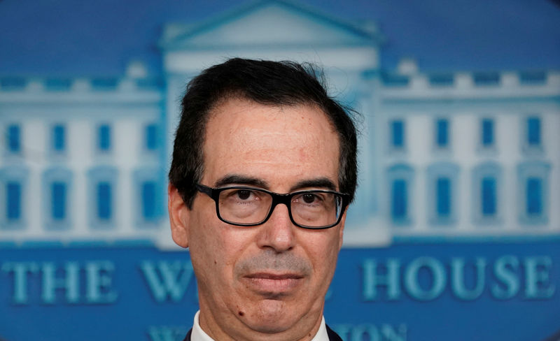 © Reuters. Treasuy Secretary Mnuchin gives a briefing on cryptocurrency at the White House in Washington
