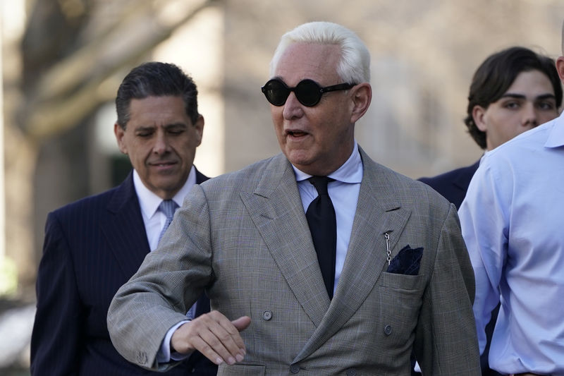 © Reuters. Roger Stone arrives for status hearing at U.S. District Court in Washington