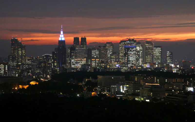© Reuters. FILE PHOTO :High-rise buildings are seen at the Shinjuku business district during sunset in Tokyo