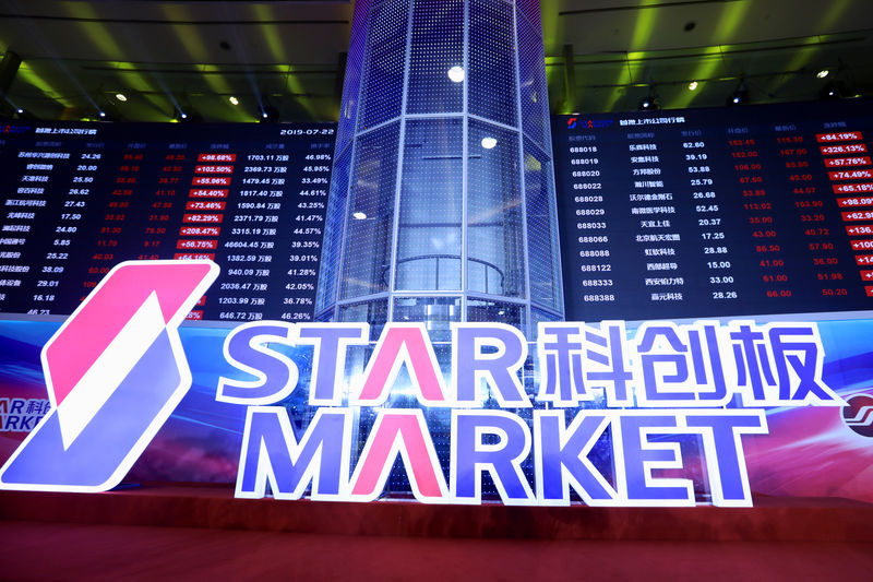 © Reuters. FILE PHOTO:  Sign for STAR Market is seen after the listing ceremony of the first batch of companies at Shanghai Stock Exchange in Shanghai