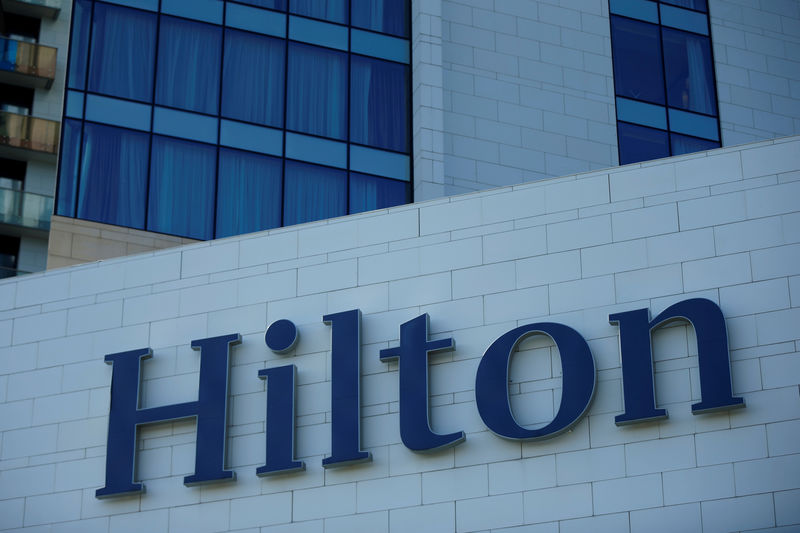 © Reuters. FILE PHOTO: Logo of Hilton hotel is seen in Batumi